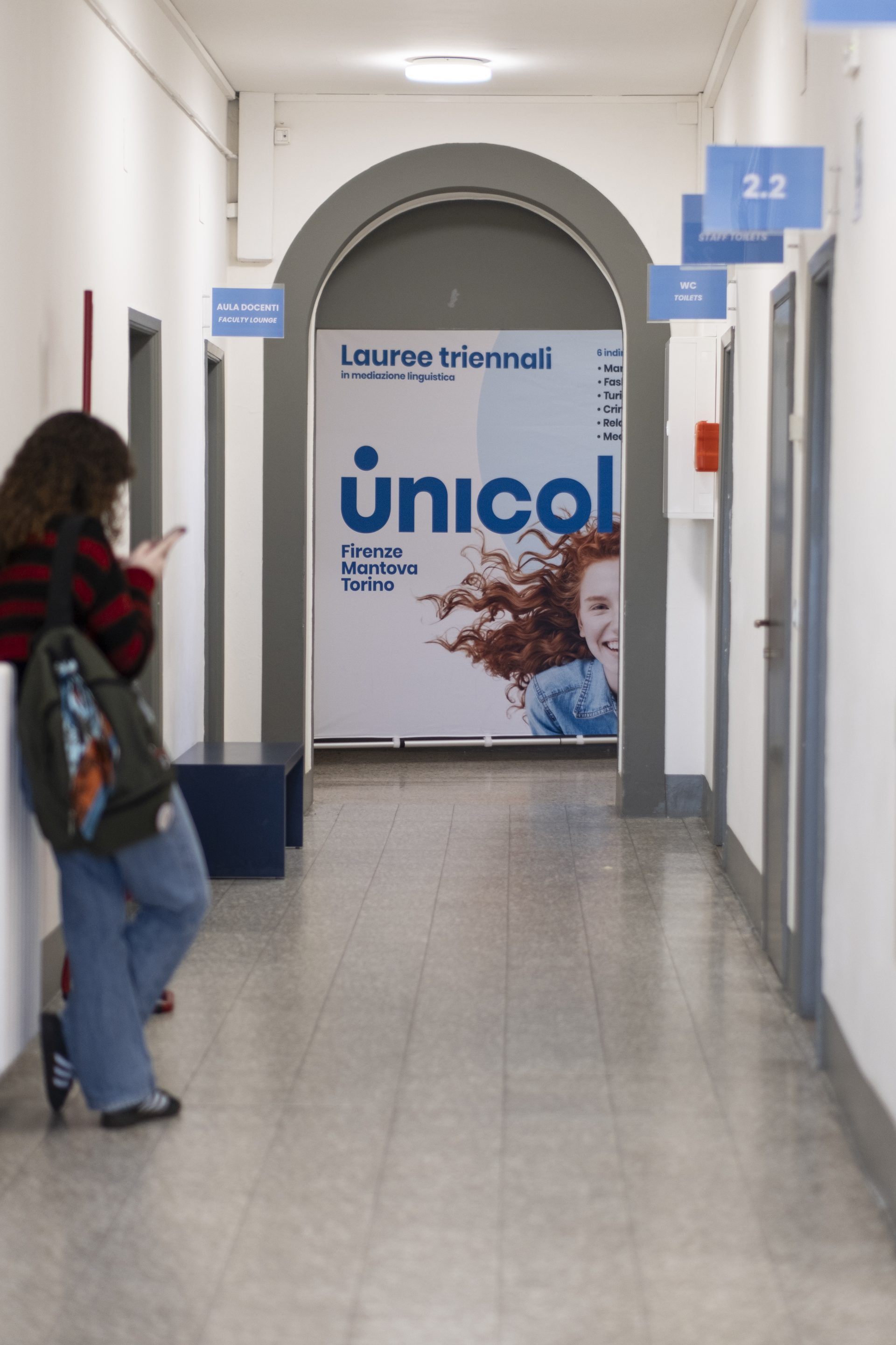 Corridor signage for the Unicollege bachelor's degree programs