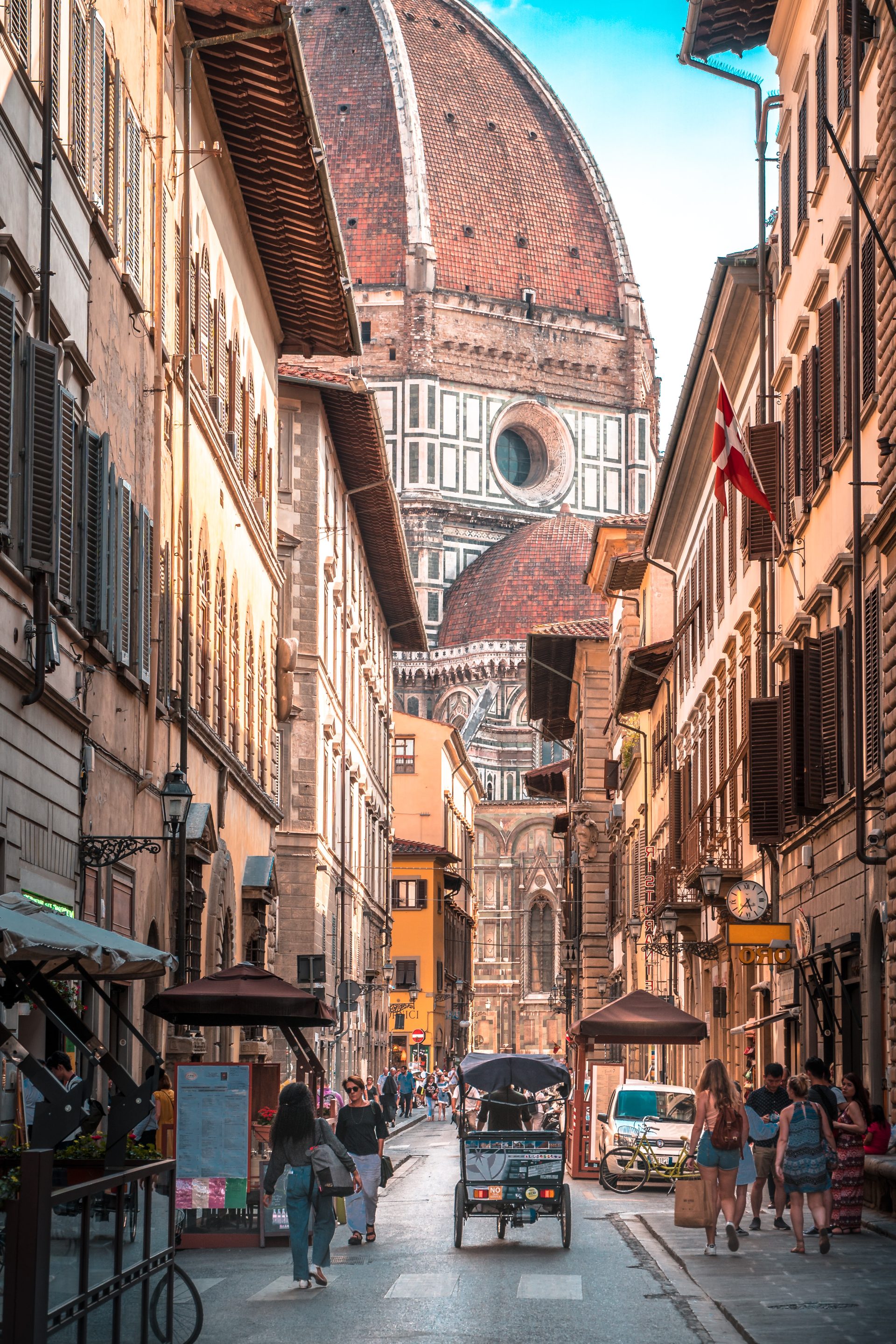 Brunelleschi's dome seen from a street in central Florence