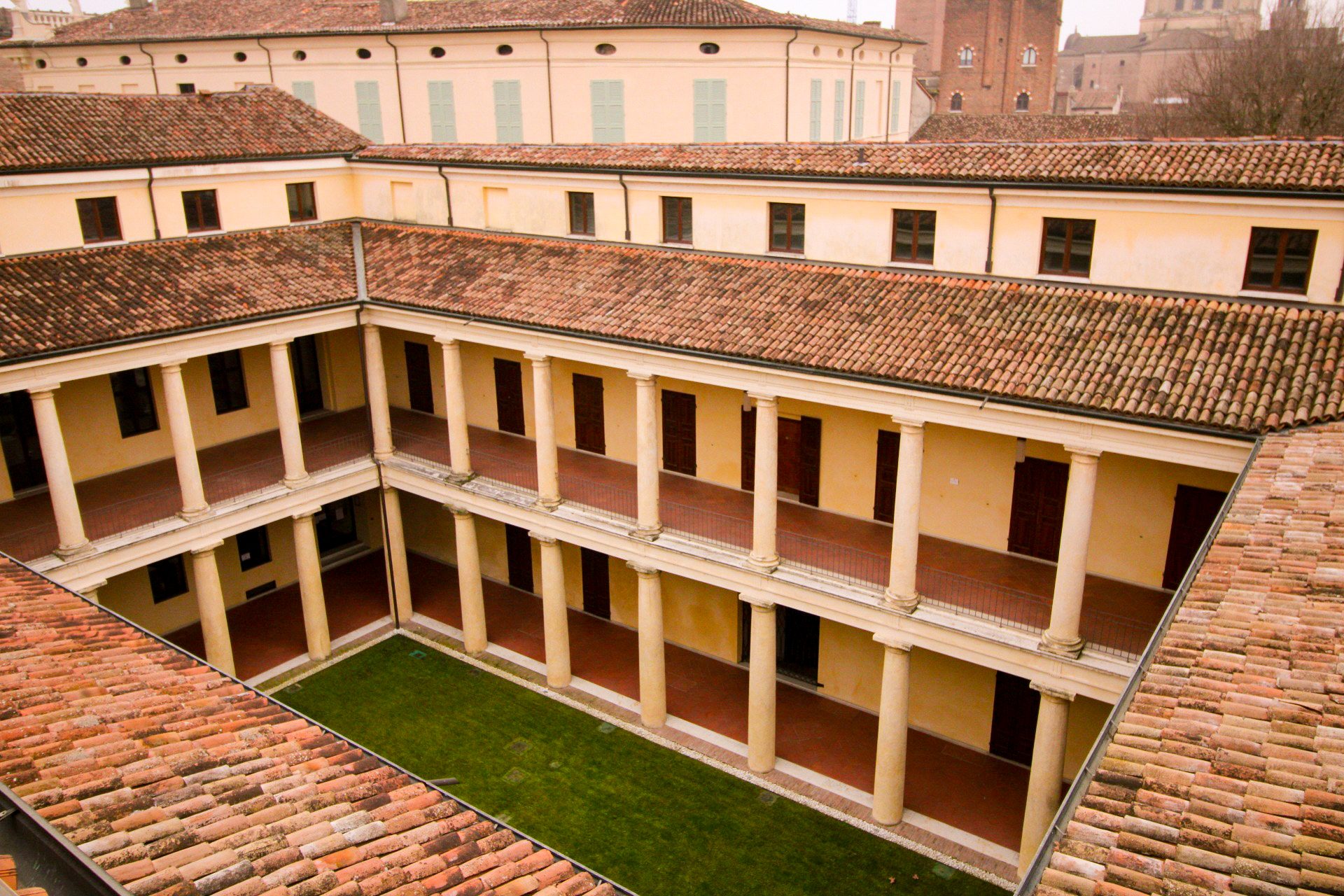 Historic loggia and inner courtyard of the Unicollege Mantua City College